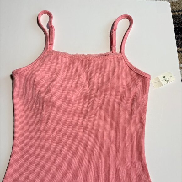 NWT Aerie Light Pink Ribbed Mini Dress With Lace Trim Size Extra Small - Picture 4 of 9